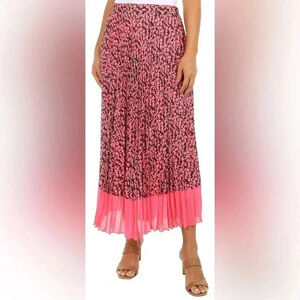 WD.NY Floral Pleated Midi Skirt, Size Medium